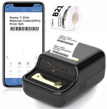 Mini drukarka do etykiet Niimbot B21, naklejki samoprzylepne 50x30mm GRATIS
