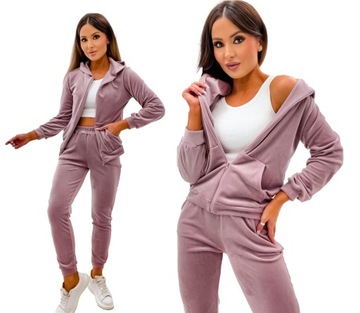 WELUROWY KOMPLET DRESOWY SPODNIE BLUZA ROZPINANA S
