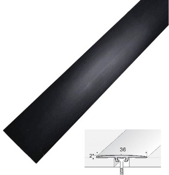 Listwa progowa płaska ALUMINIUM CZARNA 36mm 90cm