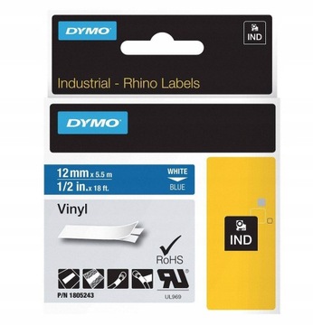DYMO RHINO Taśma winylowa 1805243 12mm b/niebieski