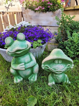 ŻABA GIPSOWA żabki żaby komplet żab figurki gipsowe dekoracyjne dekoracja