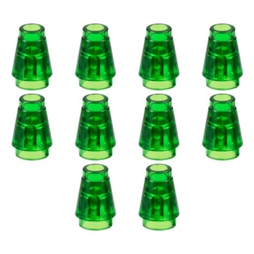 PAKIET LEGO 4589b Stożek 1x1 Trans Przezroczysty Zielony 10szt NOWY
