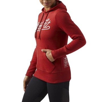 Bluza sportowa Reebok CrossFit Script Hoody slim damska dresowa z kapturem