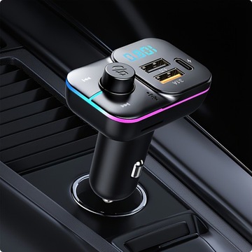 АВТОМОБИЛЬНЫЙ АУДИОПЕРЕДАТЧИК FM MP3 БЫСТРОЕ ЗАРЯДНОЕ УСТРОЙСТВО QC 3.0 MicroSD 3x USB