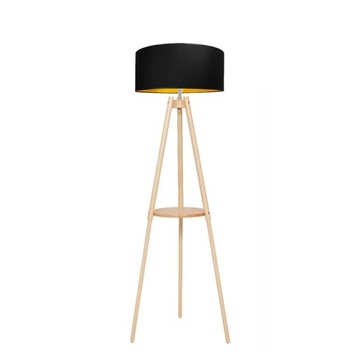LAMPA STOJĄCA PODŁOGOWA LS-100 DREWNO ABAŻUR
