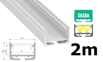 Profil LED Sileda szeroki biały 2m RÓŻNE MODELE