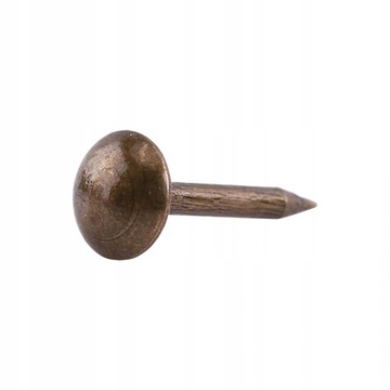 100x VINTAGE GWOŹDZIE PAPOWE PAPIAKI METALOWE BRĄZOWE GŁADKIE 6x14mm