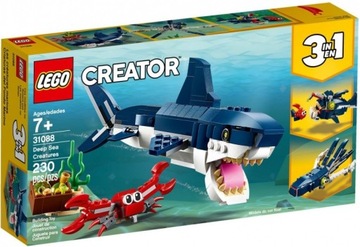 Klocki Creator 31088 Morskie stworzenia LEGO 3 w 1 rekin krab kałamarnica