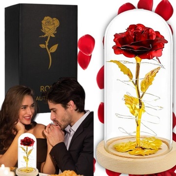 WIECZNA RÓŻA LED W PUDEŁKU Z NASZYJNIKIEM PREZENT DZIEŃ WALENTYNKI