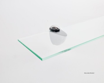 Półka szklana do łazienki przezroczysta bezbarwna 5 mm z uchwytami 12x30 cm