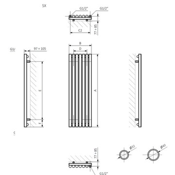 Kolorowy podokienny grzejnik pokojowy ROLO ROOM 50 x 119