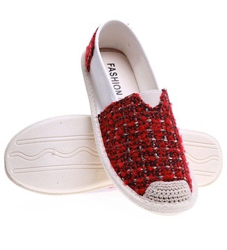 Wsuwane buty damskie balerinki espadryle z miękkiej tkaniny 15677 37