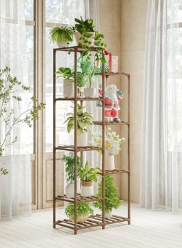 ДЕРЕВЯННАЯ ПОДСТАВКА ДЛЯ ЦВЕТОВ ЦВЕТОЧНЫЕ кашпо РАСТЕНИЯ КНИЖНЫЙ ШКАФ С 9 ПОЛКАМИ