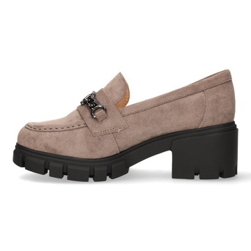 ЛОФЕРЫ ЖЕНСКИЕ VINCEZA, БЕЖЕВЫЕ ЗАМШЕВЫЕ ТУФЛИ НА КАБЛУКЕ R 39