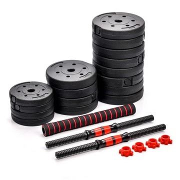 Набор битумных гантелей, регулируемая штанга 2х20 кг.