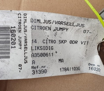 CITROEN JUMPY II 2007-2016R HALOGEN PRAVÝ LEVÝ A3500611