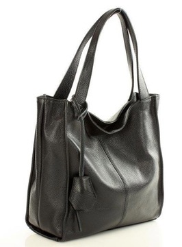 Modna torebka damska skórzany shopper bag MAZZINI Portofino Max czarny