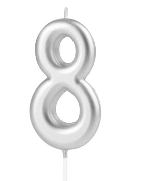 Srebrna świeczka cyfra 8 10 cm