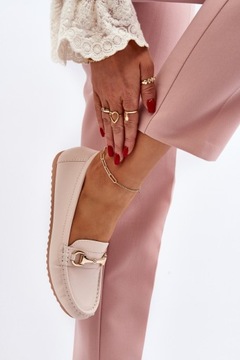 КЛАССИЧЕСКИЕ ЖЕНСКИЕ МОКАСИНЫ ИЗ ЭКО КОЖИ С БЕЖЕВЫМ ДЕКОРОМ 38