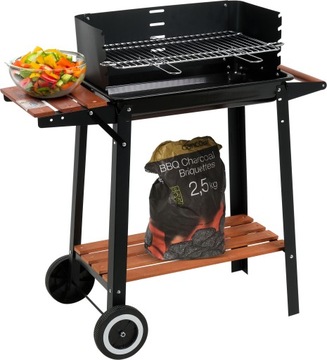 LUND GRILL WĘGLOWY OGRODOWY Z PÓŁKĄ BOCZNĄ RUSZT 48X26.5CM