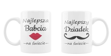PREZENT DLA BABCI DZIADKA 2 KUBKI ZESTAW NA NADRUK
