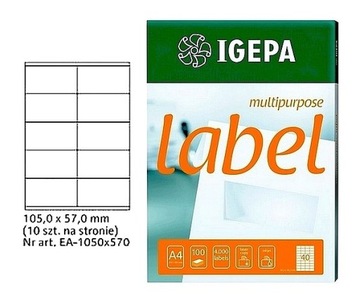 Etykiety samoprzylepne IGEPA A4 105x57mm 100szt