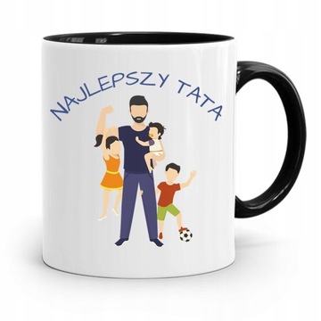 KUBEK CZARNY PREZENT NA DZIEŃ OJCA NAJLEPSZY TATA z Nadrukiem ze Zdjęciem