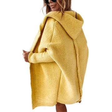 МОДНЫЙ ДЛИННЫЙ ТЕПЛЫЙ КАРДИГАН СВИТЕР С КАПЮШОНОМ