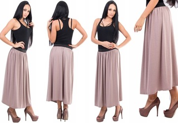 D07 DŁUGA SPÓDNICA NA GUMIE KOLORY CAPPUCCINO r. 36