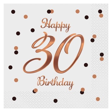 Serwetki 30 Urodziny Lat Birthday Białe 20 szt.