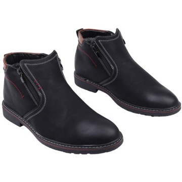 МУЖСКИЕ БОТИНКИ С УТЕПЛЕННЫМИ БОТИНКАМИ ЗИМНЯЯ ОБУВЬ НА МОЛНИИ СНЕЖНЫЕ БОТИНКИ, ЧЕРНЫЕ