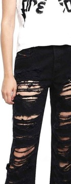 Spodnie DIESEL damskie jeansy czarne luźne z dziurami W28