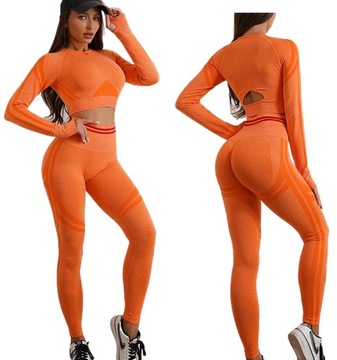 KOMPLET SPORTOWY Top Legginsy Bezszwowe Fitness