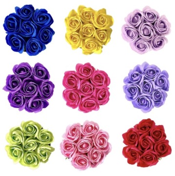 Цветочная коробка с мыльными цветами Подарок цветы мыло роза Велюровая коробка