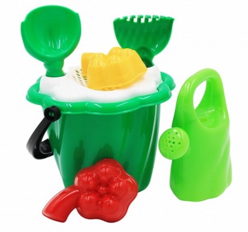 ZESTAW TACZKA DLA DZIECI + ZESTAW DO PIASKU + KONEWKA + ŁOPATKA + FOREMKI