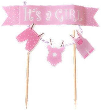TOPPER TORT CIASTO BABY SHOWER RÓŻOWY IT`S A GIRL