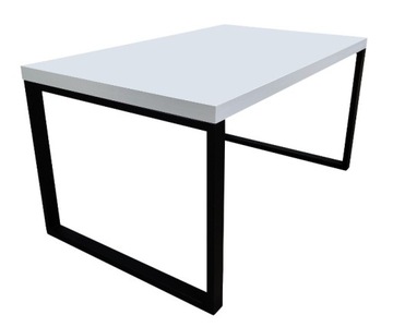 Ława prostokątna LOFT biały mat nogi czarne metalowe