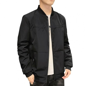 Men's Bomber Zipper Jacket Solid Color Stand Colla