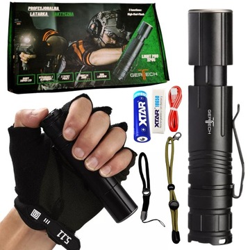 LATARKA LED TAKTYCZNA AKUMULATOR USB MOCNA GERTECH