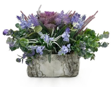 KOMPOZYCJA WIELOKWIATOWA W BETONOWEJ DONICZCE