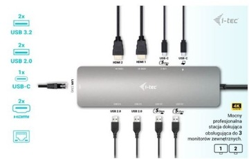 Док-станция I-TEC USB-C Metal Nano 2x HDMI+