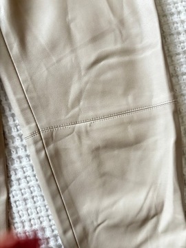 Zara spodnie rurki leginsy ekologiczna skóra ecru s 36