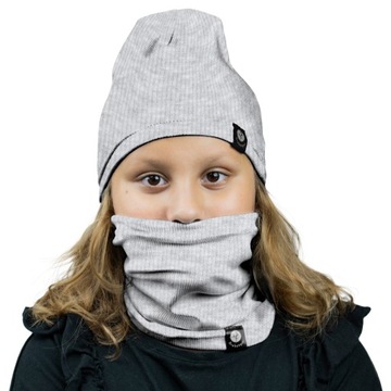 Польский комплект из шапки и шарфа, 3-6 лет, весенний, серый.