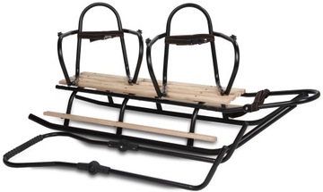 Польские сани DUO Tandem, теплые сиденья + высокая спинка и толкатель.