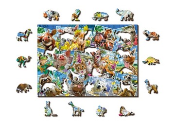 Puzzle Drewniane 200 elementów Selfie Zwierzęta