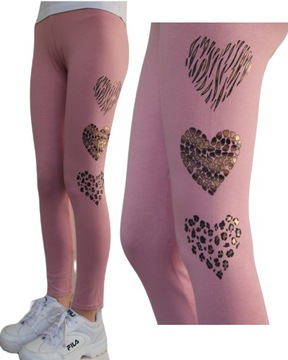 Legginsy Getry Dziecięce RÓŻ sito SERCA 164