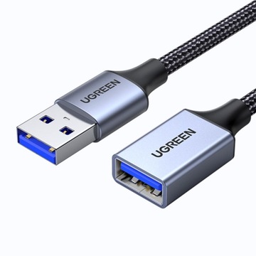 Wytrzymały przedłużacz kabla przewodu USB 3.0 5Gb/s 1m szary