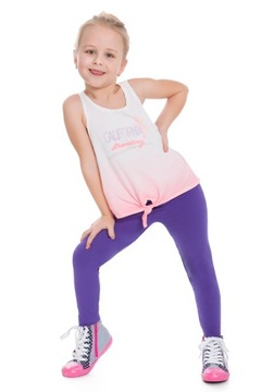 LEGGINSY DZIECIĘCE BAWEŁNIANE GETRY FIOLET 134