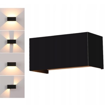 LAMPA ŚCIENNA SALON KORYTARZ KINKIET GÓRA-DÓŁ CIEPŁE ŚWIATŁO 24W CZARNA