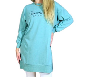DŁUŻSZA BLUZA TUNIKA NADRUK OVERSIZE MODA DAMSKA LUŹNA L/XL